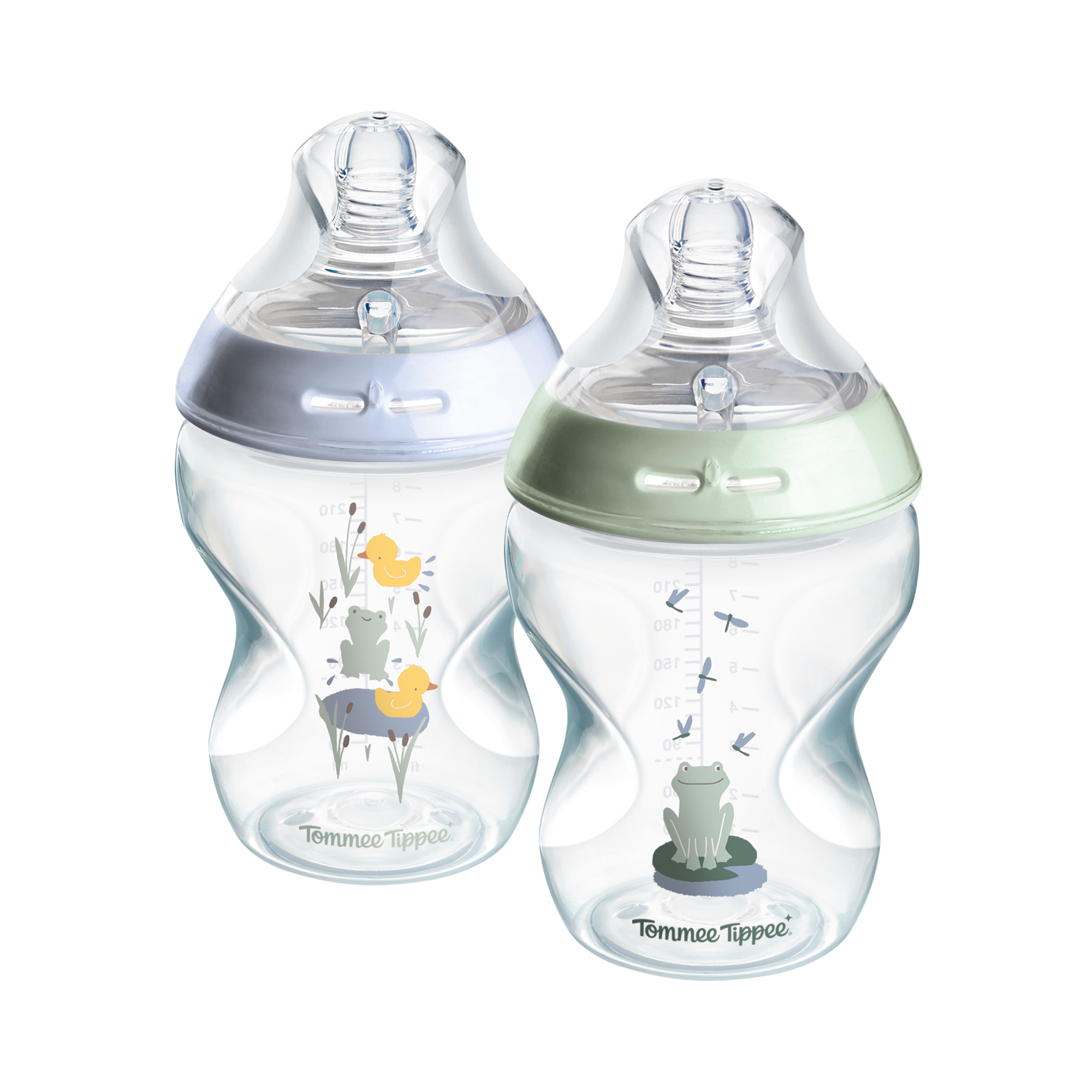 Tommee Tippee Natural Start önsterilizáló cumisüveg ANTI-COLIC cumival lassú áramlás 260 ml 0h+, Béka, 2 db