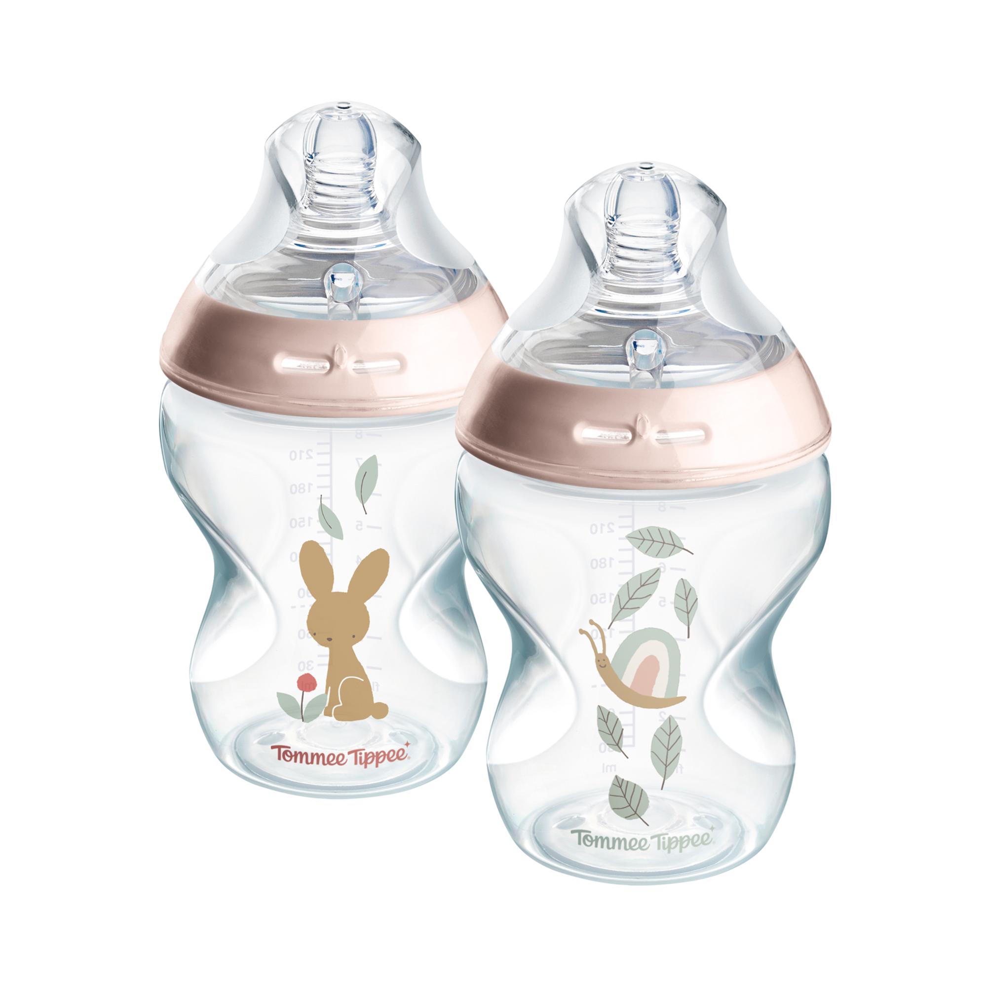 Tommee Tippee Natural Start önsterilizáló cumisüveg ANTI-COLIC cumival lassú áramlás 260 ml 0h+, Rózsaszín mintás, 2 db